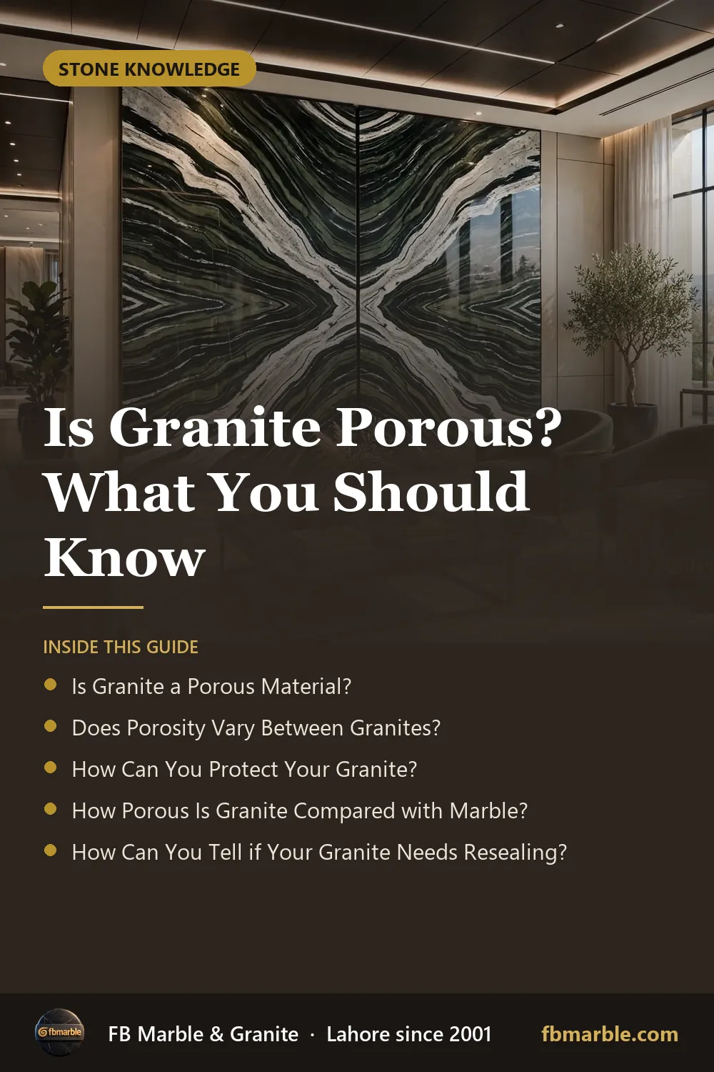 Pinterest graphic: Is Granite Porous? What You Should Know – FB Marble guide