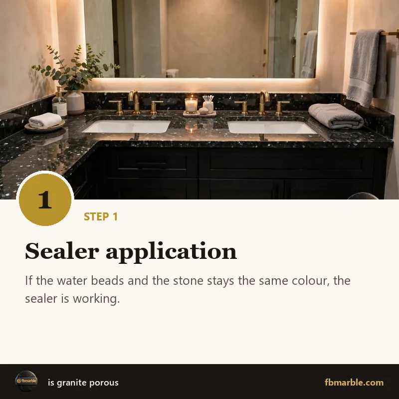 Step 1: Sealer application – is granite porous