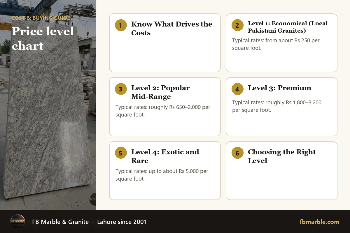 Price level chart – granite price levels infographic by FB Marble