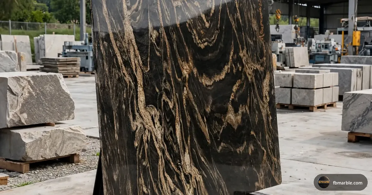 Golden Juparana Granite slab from FB Marble Lahore, suited to granite slab with tape measure