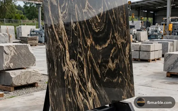 Golden Juparana Granite slab from FB Marble Lahore, suited to granite slab with tape measure