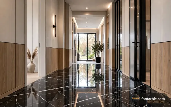 Marquina Black Granite slab from FB Marble Lahore, suited to concrete counter vs granite counter