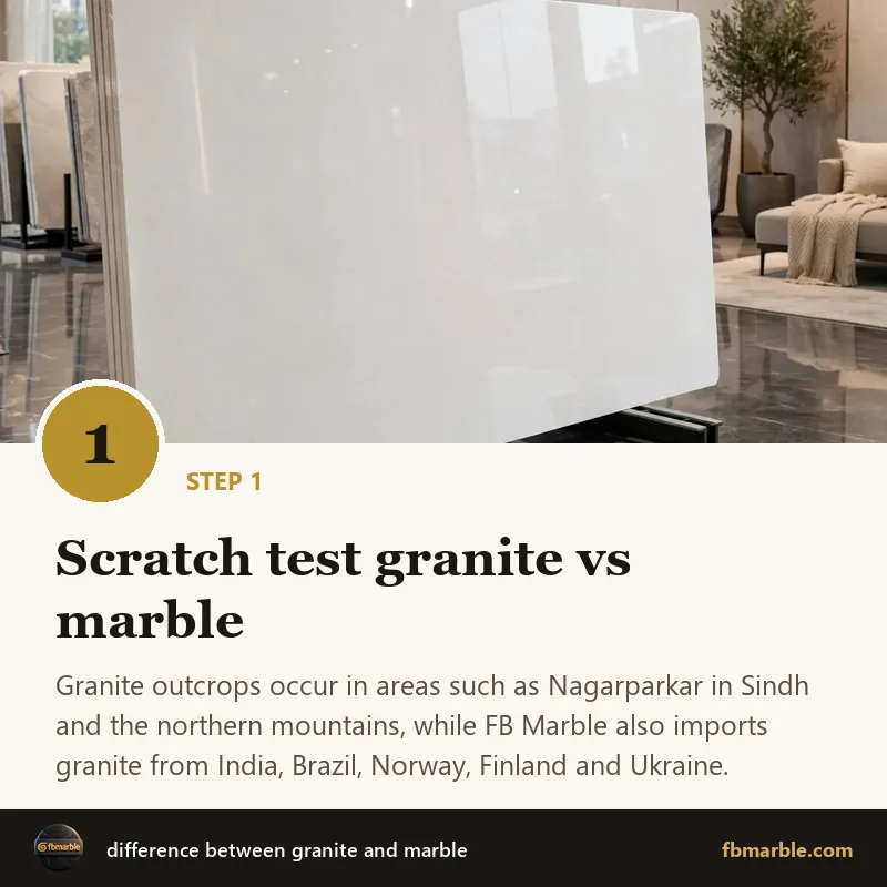 Step 1: Scratch test granite vs marble – difference between granite and marble
