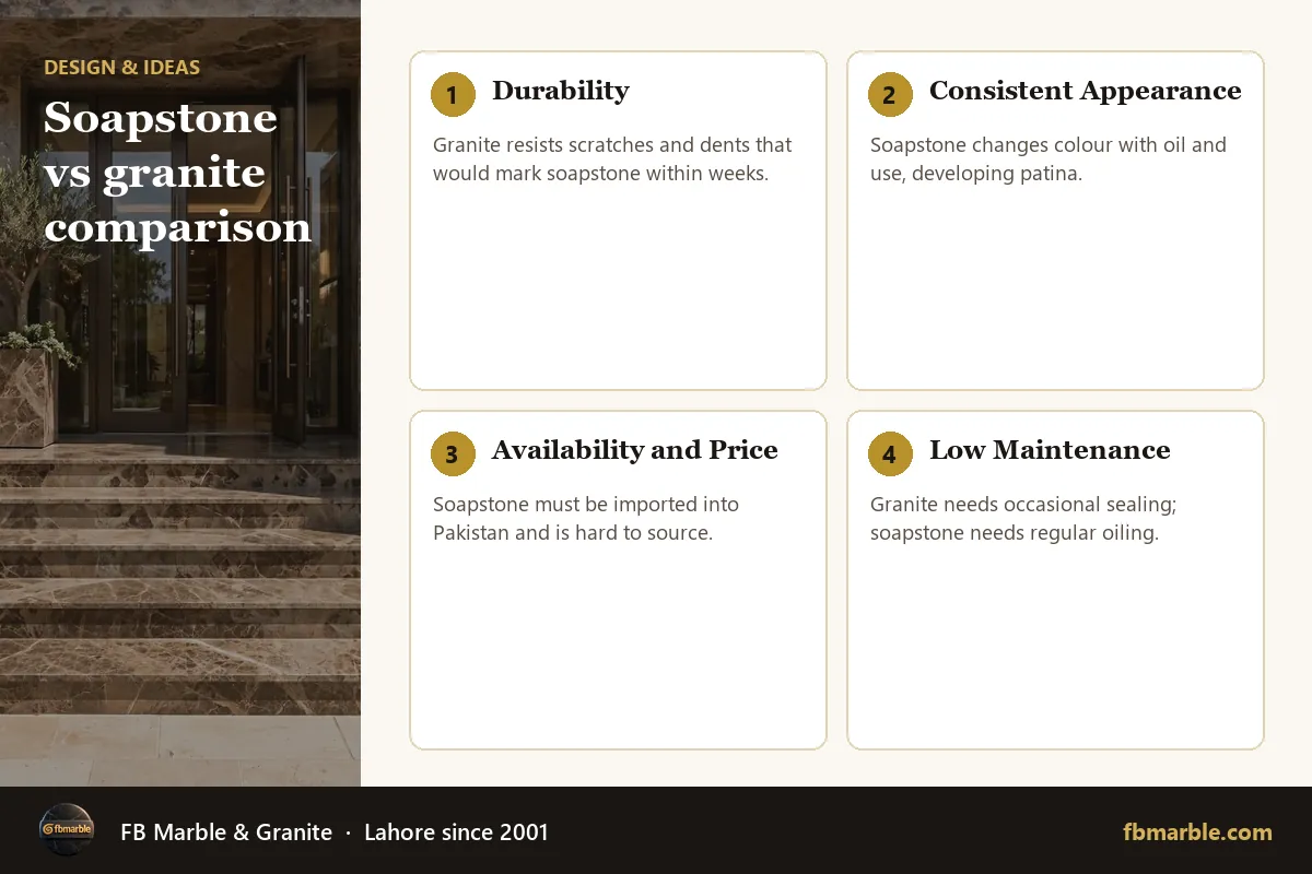 Soapstone vs granite comparison – granite that looks like soapstone infographic by FB Marble