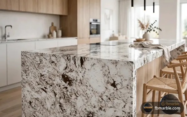 Drill Brown Quartz slab from FB Marble Lahore, suited to hot karahi on trivet on quartz