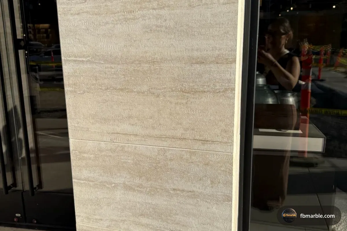 Classic Travertine slab from FB Marble Lahore, suited to classic marble floor