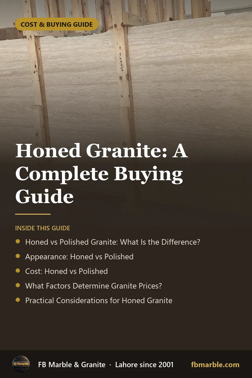 Pinterest graphic: Honed Granite: A Complete Buying Guide – FB Marble guide