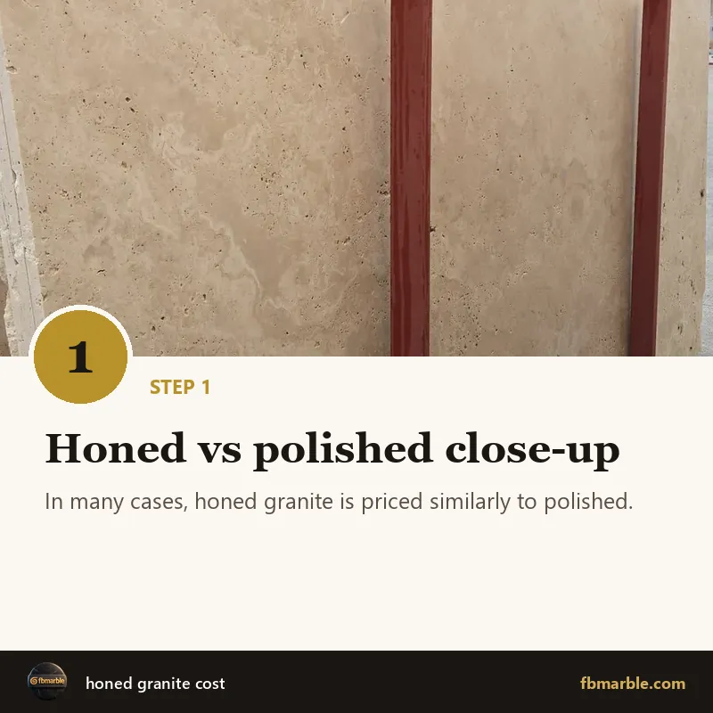 Step 1: Honed vs polished close-up – honed granite cost