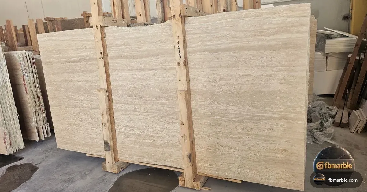 Honed Travertine slab from FB Marble Lahore, suited to honed marble kitchen island