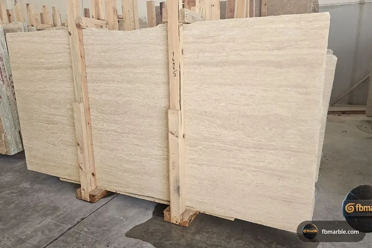 Honed Travertine slab from FB Marble Lahore, suited to honed marble bathroom floor