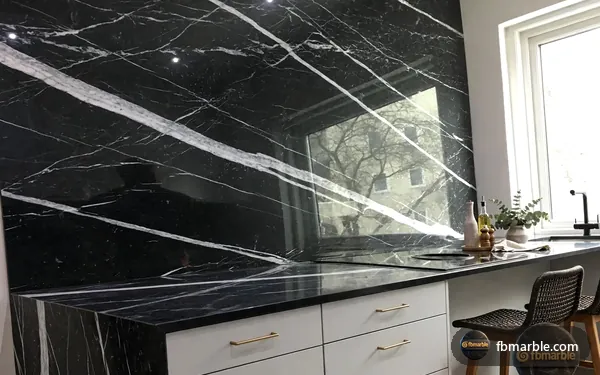 Marquina Black Granite slab from FB Marble Lahore, suited to rental apartment kitchen with granite