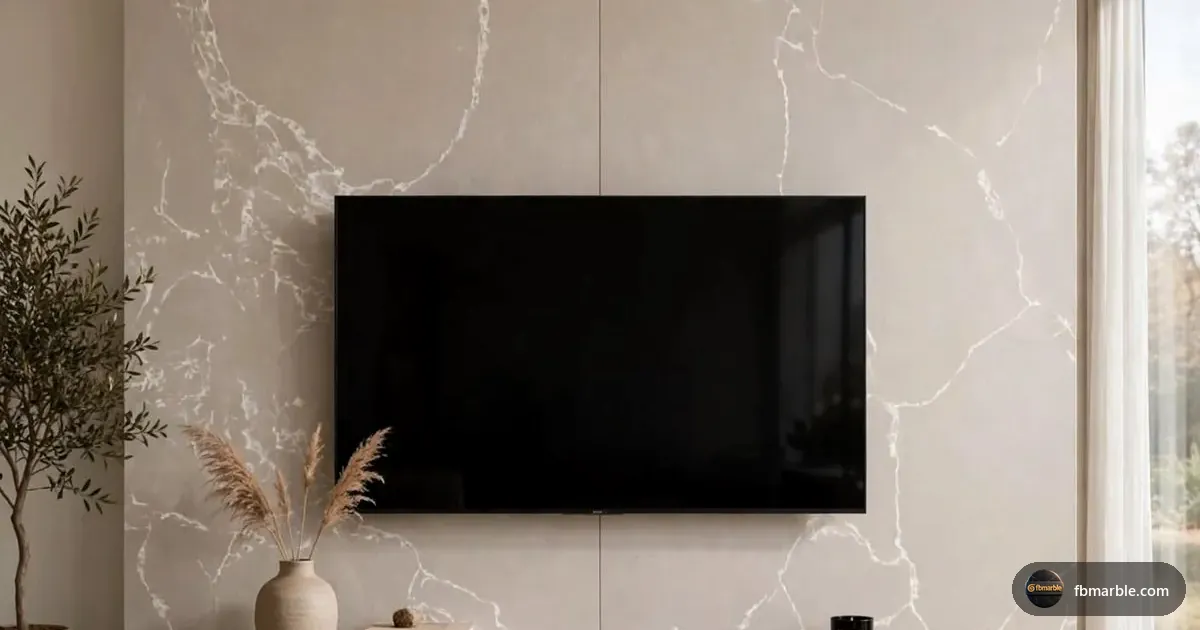 Majestic Grey Quartz slab from FB Marble Lahore, suited to tile backsplash installation