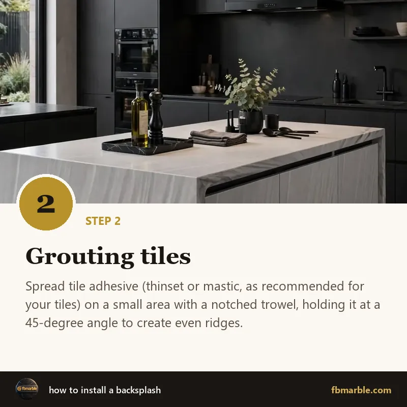 Step 2: Grouting tiles – how to install a backsplash