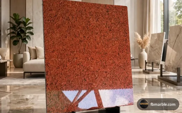 Red Rubi Granite slab from FB Marble Lahore, suited to undermount sink in granite counter