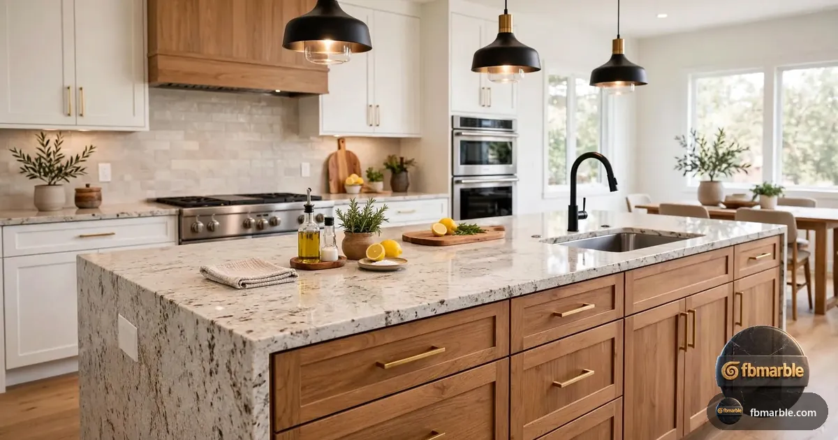 Kashmir Gold Granite slab from FB Marble Lahore, suited to granite peninsula in apartment kitchen