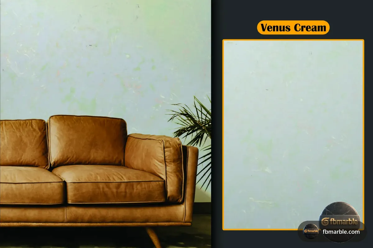 Venus Cream Quartz slab from FB Marble Lahore, suited to island clearance plan