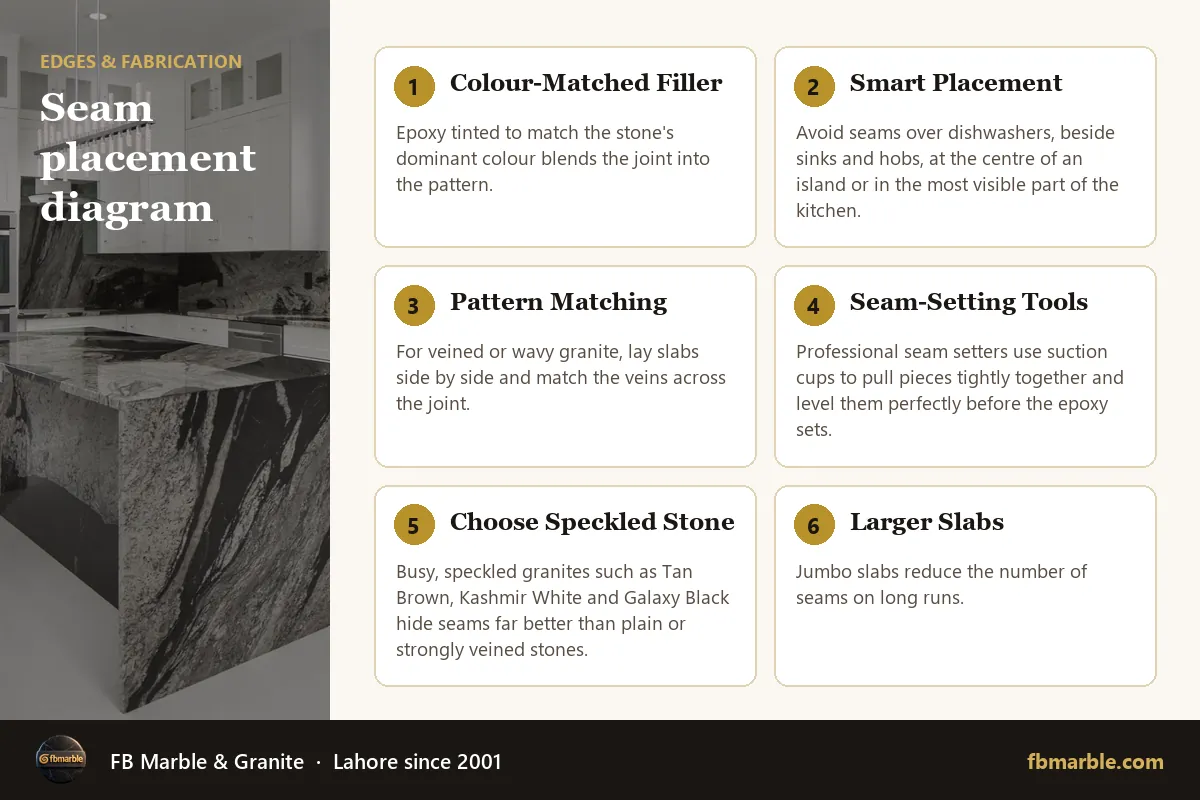 Seam placement diagram – granite seams infographic by FB Marble