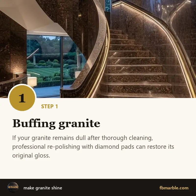 Step 1: Buffing granite – make granite shine