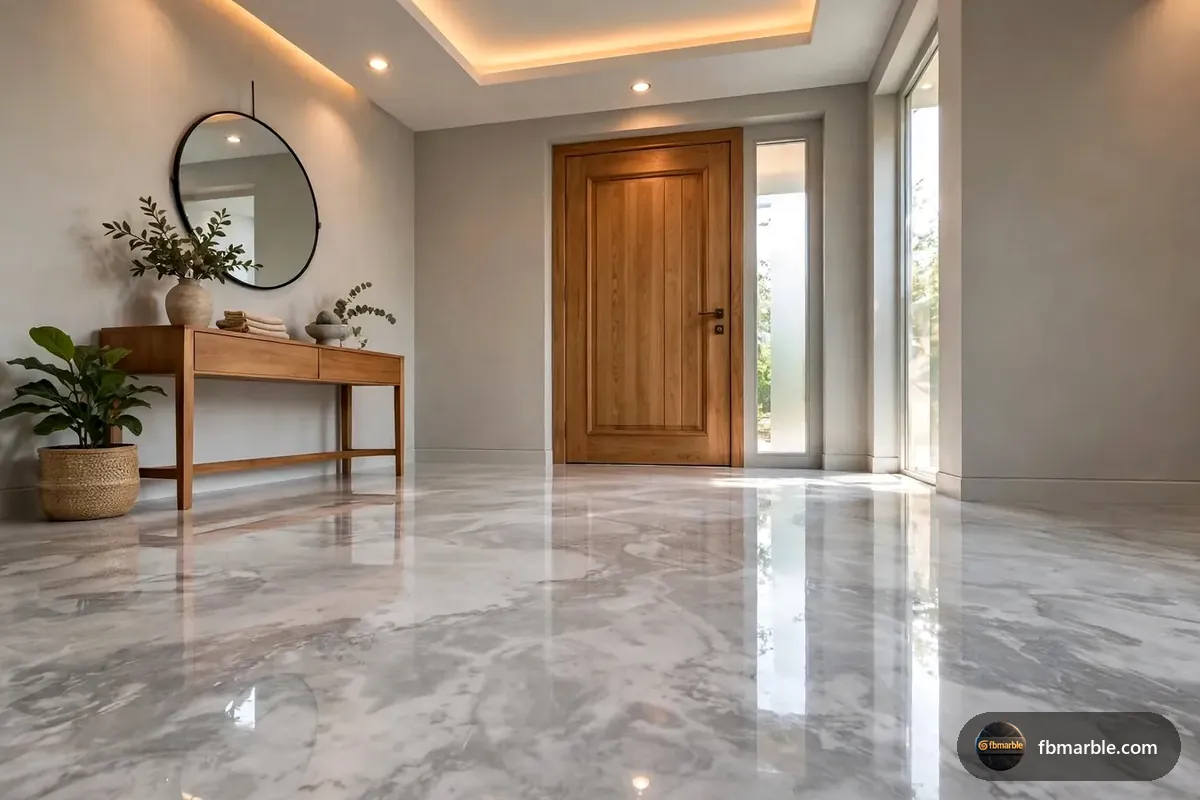 Entrance foyer with a Badal marble floor