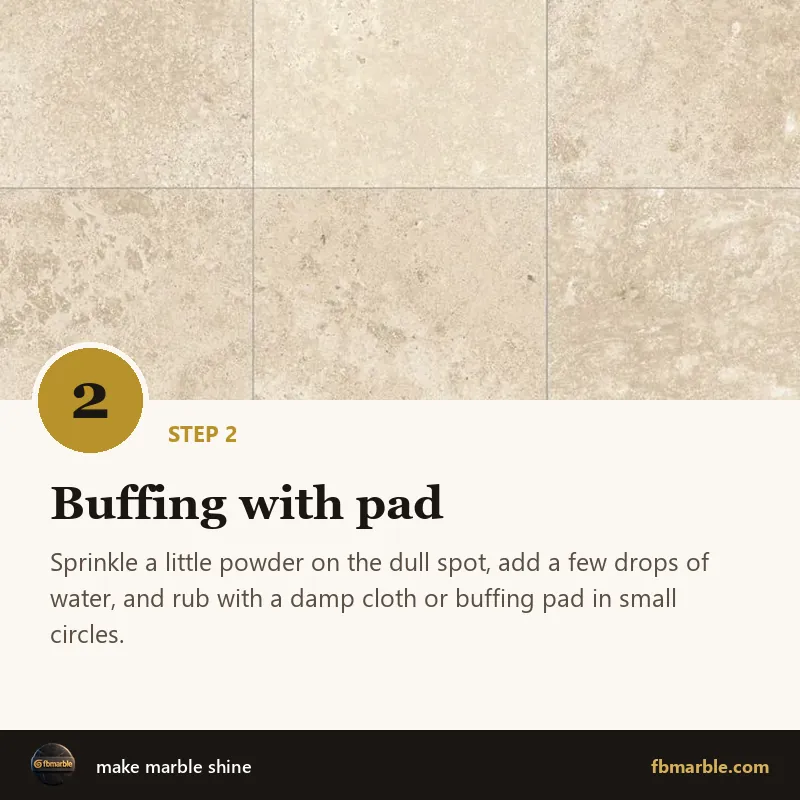 Step 2: Buffing with pad – make marble shine
