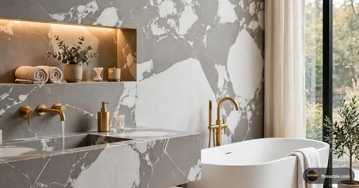 Panda Grey Quartz slab from FB Marble Lahore, suited to engineered quartz slabs in showroom