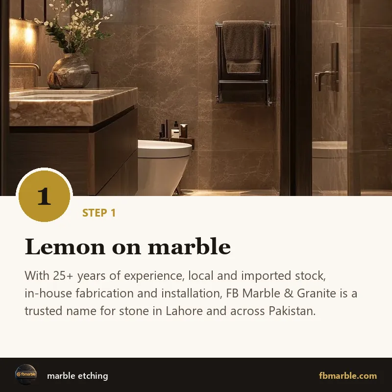 Step 1: Lemon on marble – marble etching