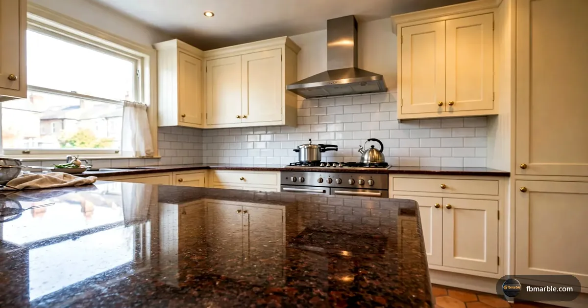 Classic kitchen with Tan Brown granite counters