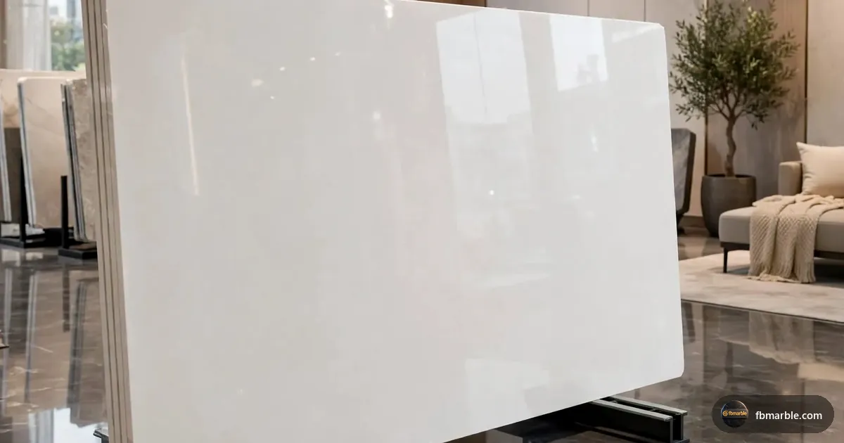 Snow White Granite slab from FB Marble Lahore, suited to marble vs granite visual comparison