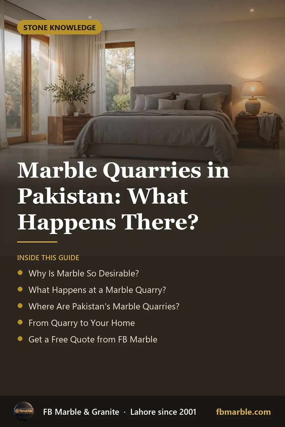 Pinterest graphic: Marble Quarries in Pakistan: What Happens There? – FB Marble guide