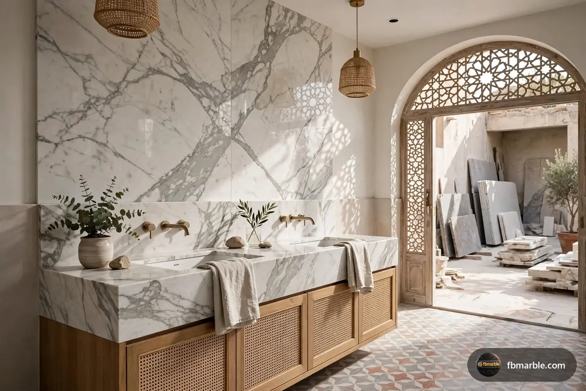 Drawing room with Botticino marble floor and Rosso Verona medallion