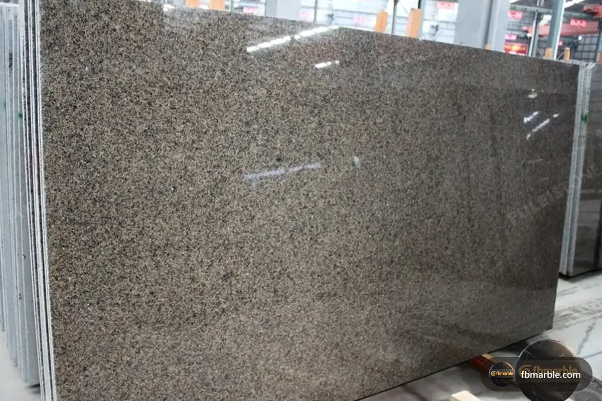 Tropical Brown Granite slab from FB Marble Lahore, suited to tropical brown granite with walnut cabinets