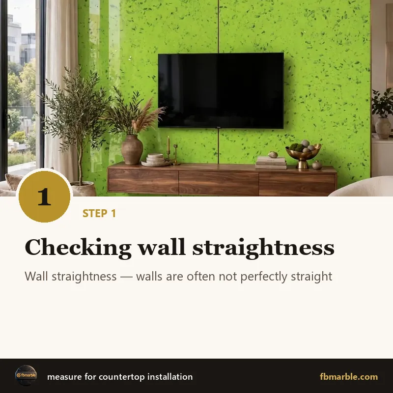 Step 1: Checking wall straightness – measure for countertop installation