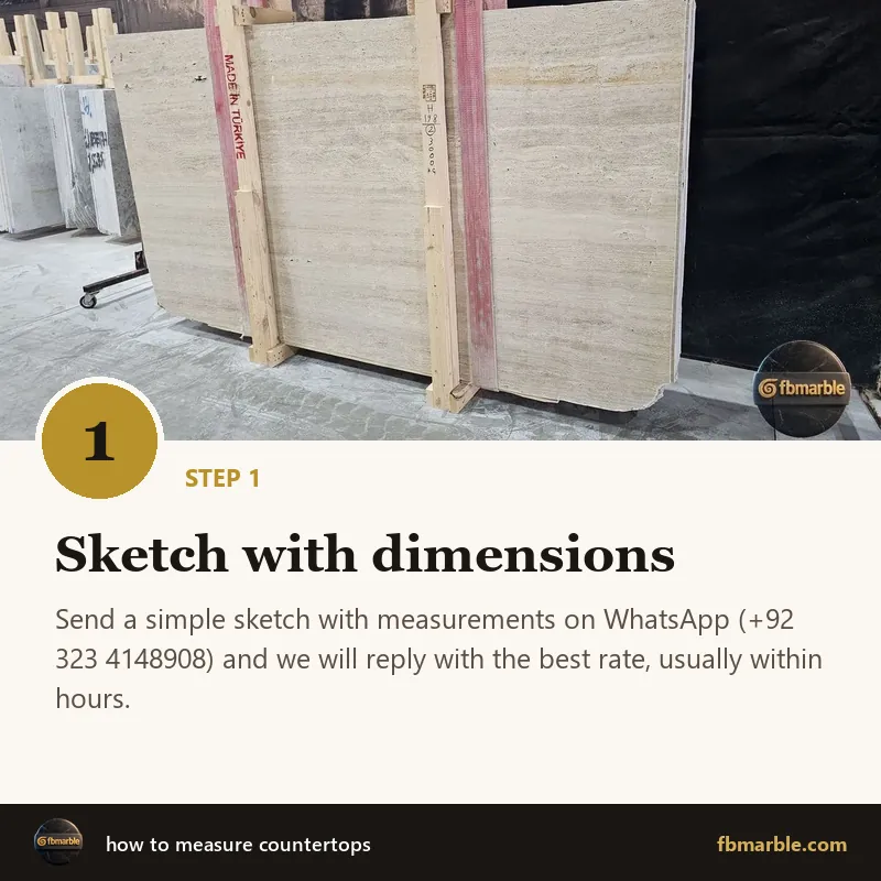 Step 1: Sketch with dimensions – how to measure countertops