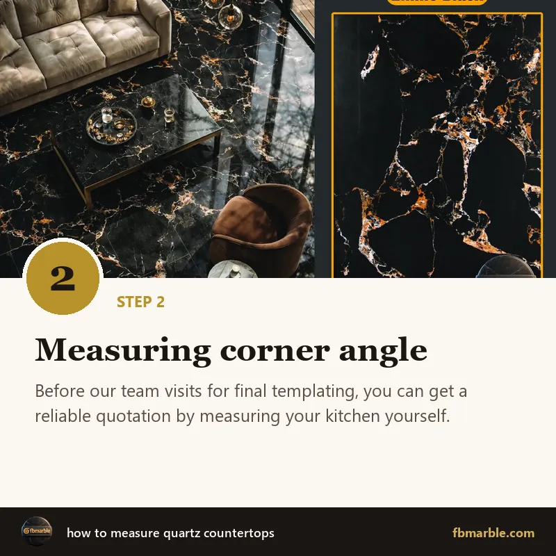 Step 2: Measuring corner angle – how to measure quartz countertops