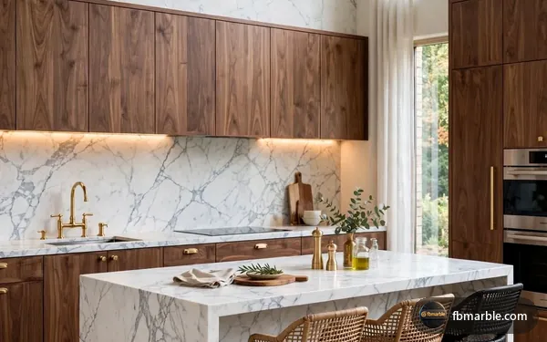 Statuary White Quartz slab from FB Marble Lahore, suited to measuring tape on kitchen cabinets