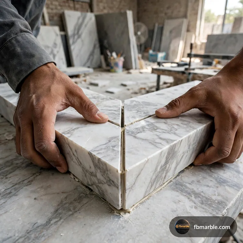 Step 1: 45-degree mitered joint – mitered edge countertop
