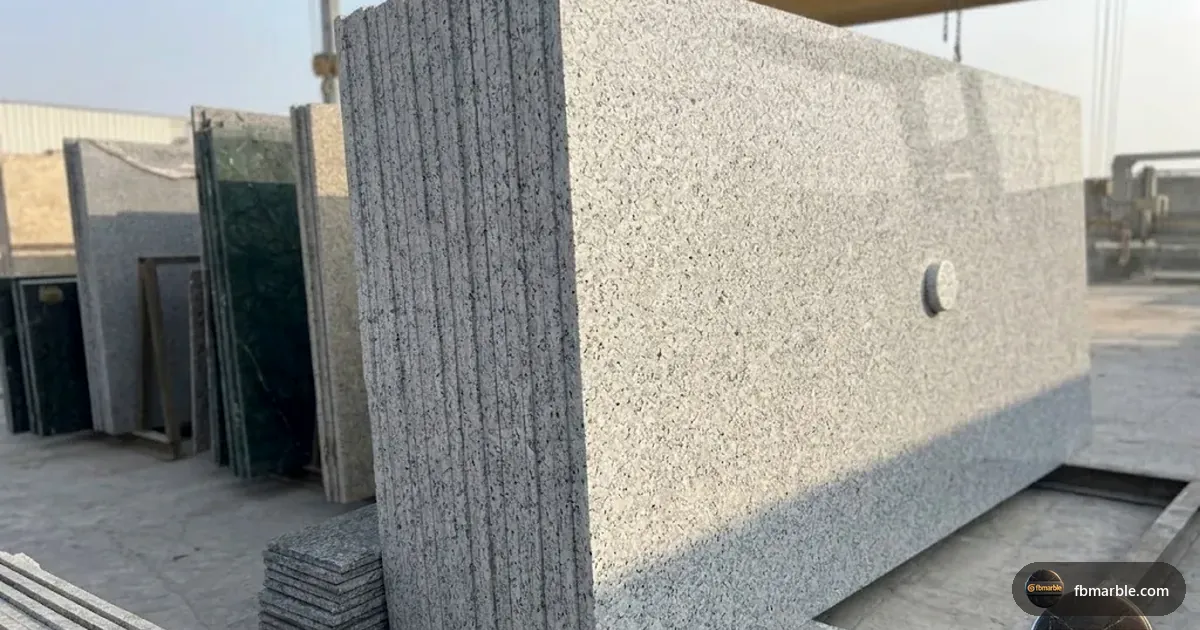 Deer White Granite slab from FB Marble Lahore, suited to laundry room with granite folding counter