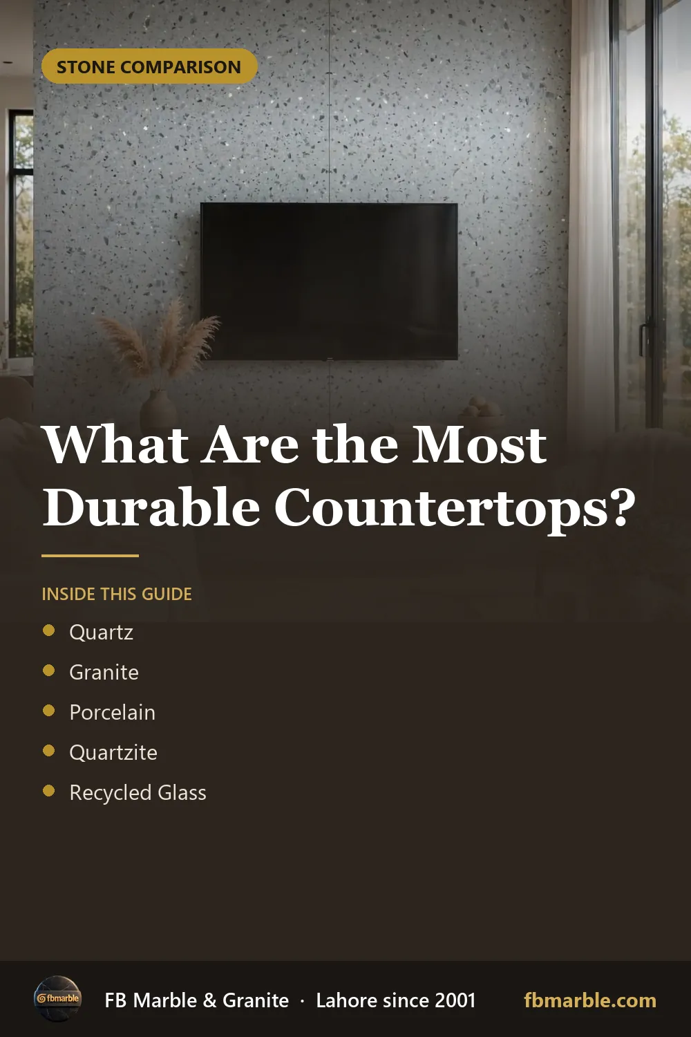 Pinterest graphic: What Are the Most Durable Countertops? – FB Marble guide