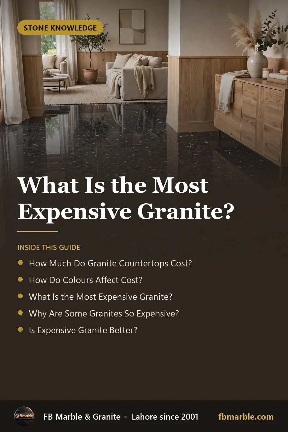 Pinterest graphic: What Is the Most Expensive Granite? – FB Marble guide