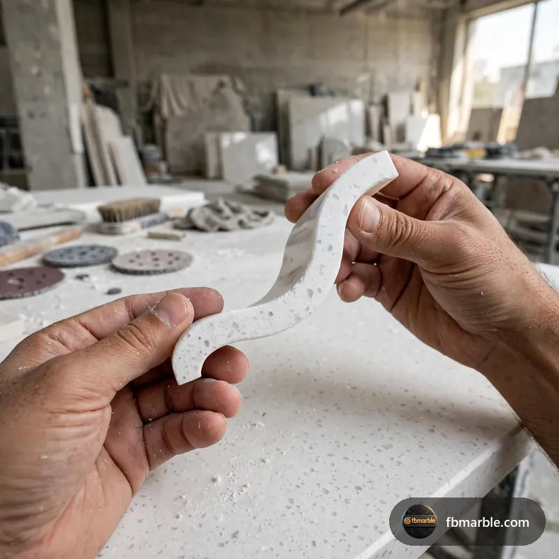 Step 2: Ogee edge sample – quartz countertop edges