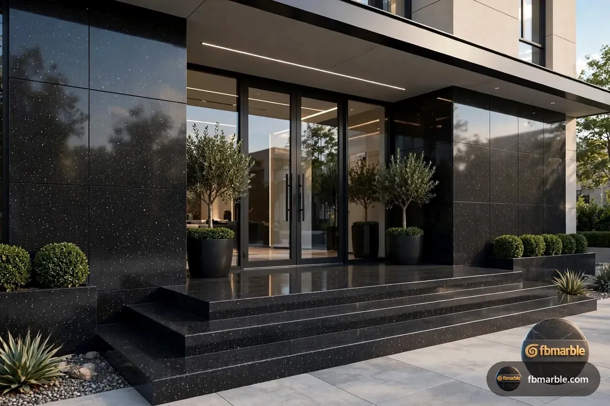 Galaxy Black Granite slab from FB Marble Lahore, suited to galaxy black