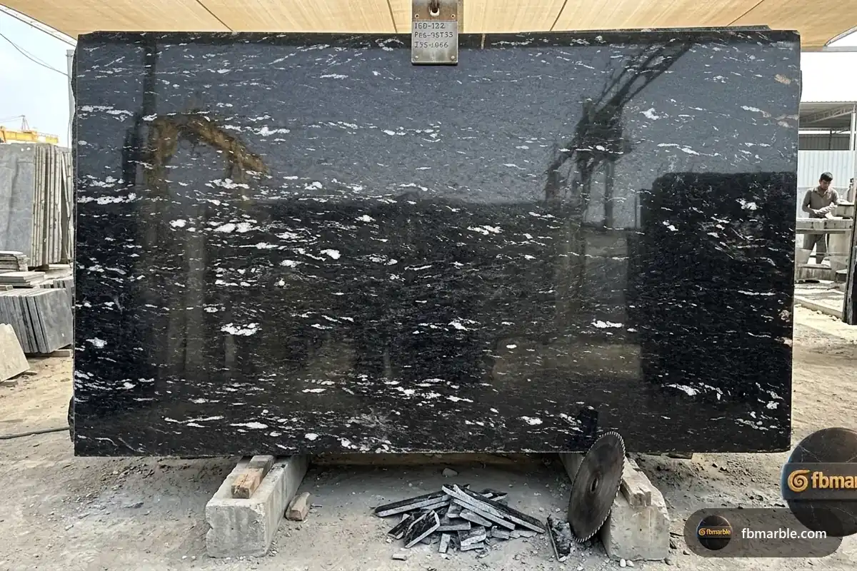Black Juparana Granite slab from FB Marble Lahore, suited to new granite counter installed