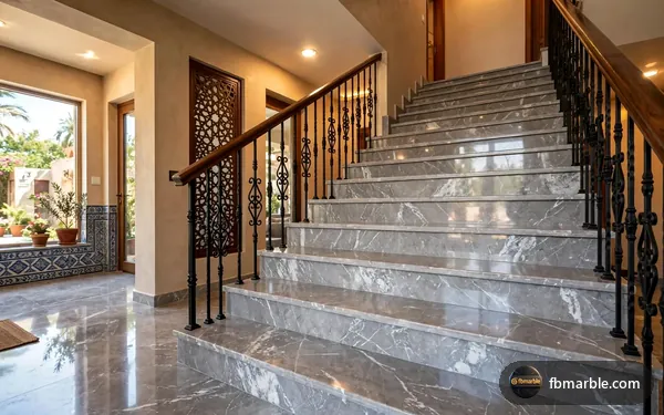 Staircase in Sunny Grey marble