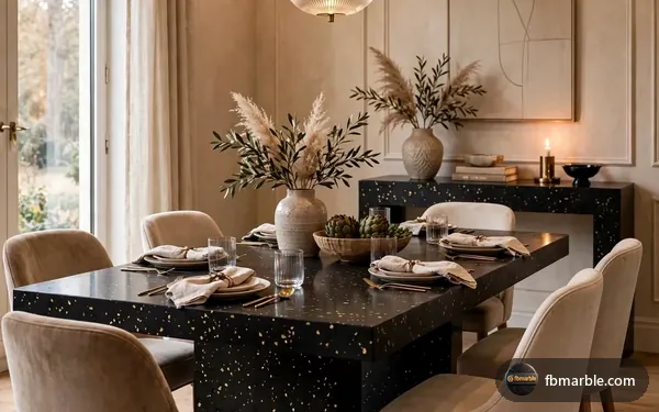 Sparkle Black Quartz slab from FB Marble Lahore, suited to office pantry with quartz counter