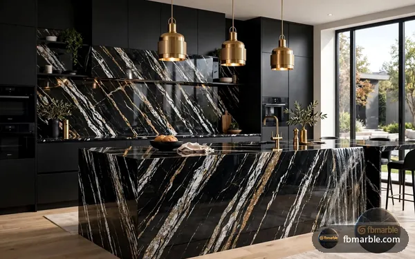 Brazilian Black Gold Porcelain slab from FB Marble Lahore, suited to paper composite countertop
