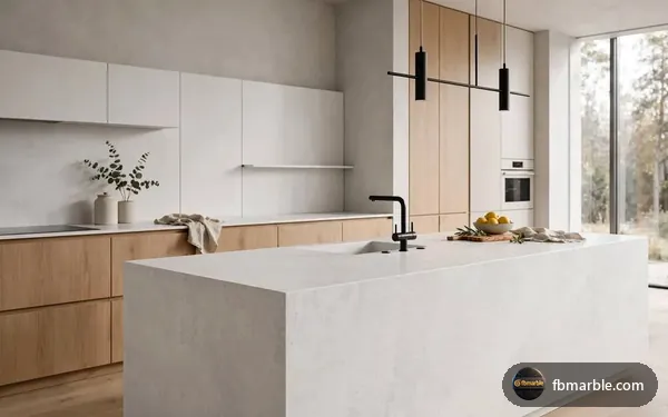 Minimalist porcelain slab kitchen countertop, Pakistan