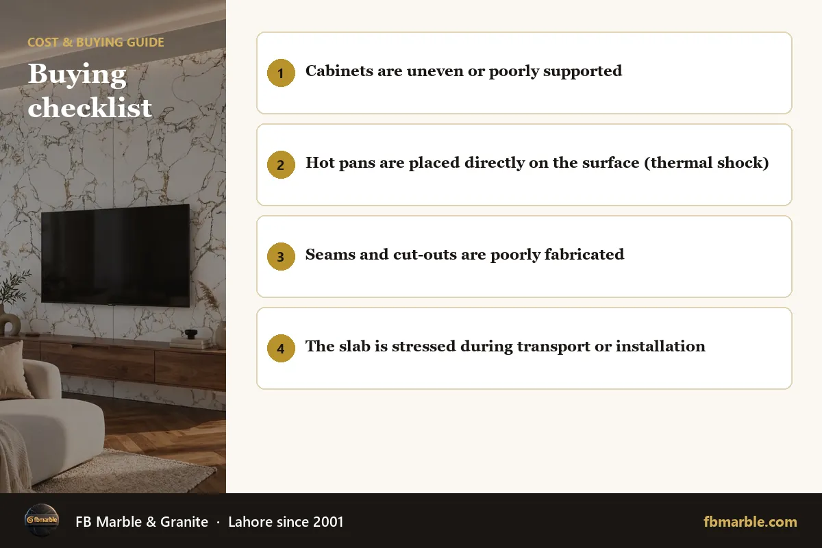 Buying checklist – imported quartz buying guide infographic by FB Marble