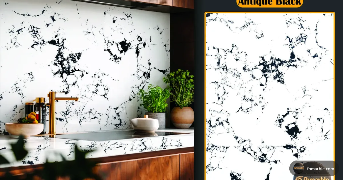 Antique Black Quartz slab from FB Marble Lahore, suited to premium quartz kitchen