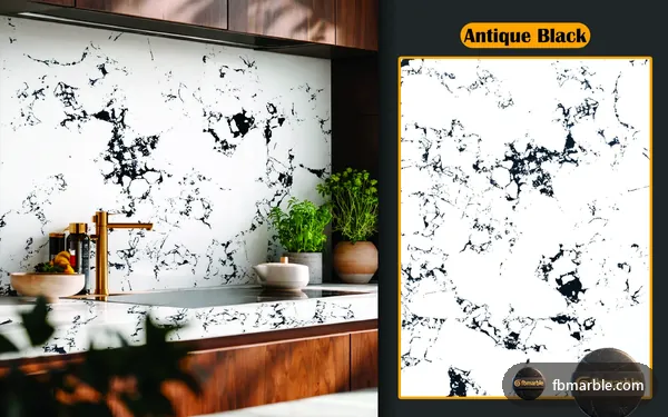 Antique Black Quartz slab from FB Marble Lahore, suited to premium quartz kitchen