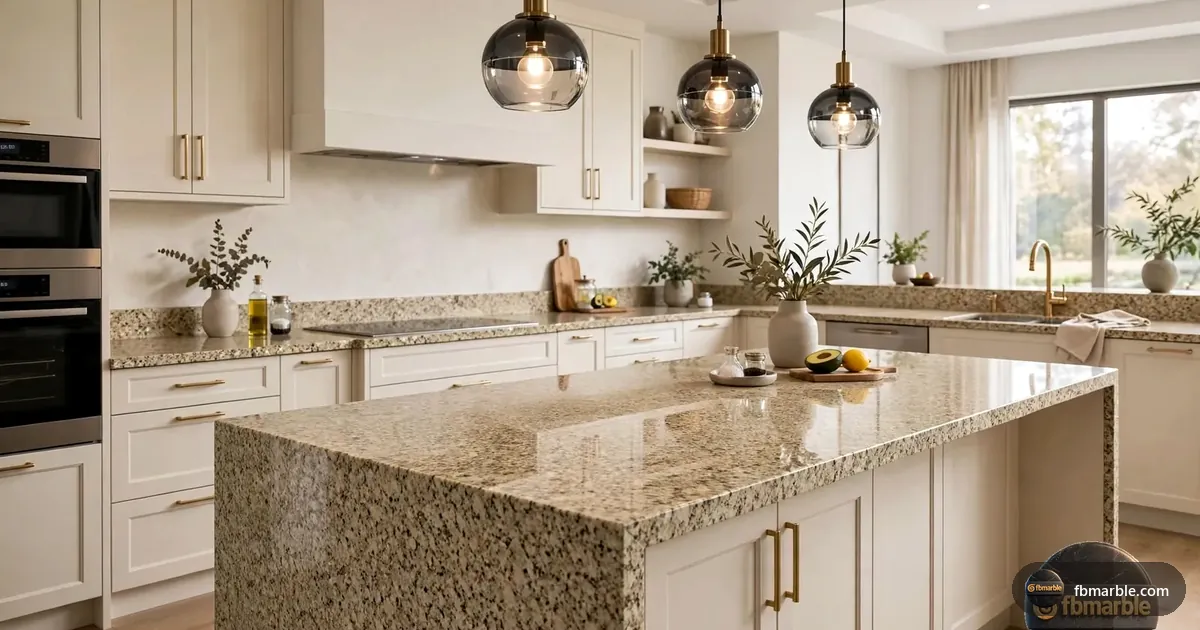 Indus Gold Granite slab from FB Marble Lahore, suited to hot karahi on granite counter